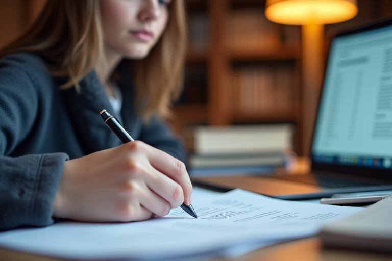 Student successfully preparing for a German language certificate exam
